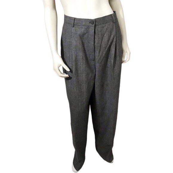 Vintage Evan Picone Black White Plaid High Waisted Trousers Sz-18W - Picture 10 of 11